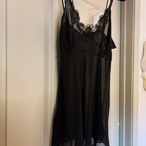 Vintage-Inspired Black Sheer Lace Babydoll Slip | Lingerie Core